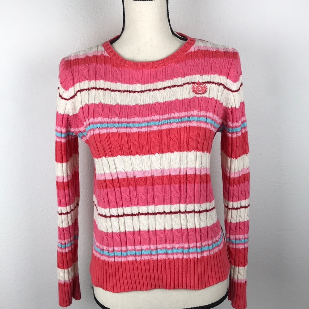 Liz Claiborne Multi Color Pinks Striped Sweater